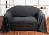 Homescapes - Rajput Ribbed Throw - 60 x 80 Inches - Plain Black - Handmade 100% Cotton - Suitable for most 2 Seater Sofas - Single bedspreads - Easy care washable at home