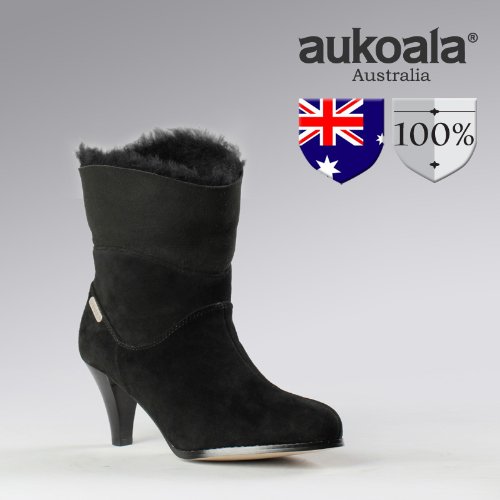 Aukoala Snow Boots Australia Sheepskin Warm Grace For Womens_Black_Us Size 7 On Sale