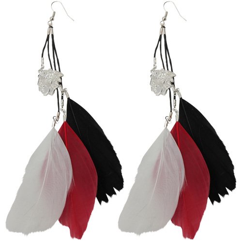NHL Chicago Blackhawks Little Earth Fan Feather Earrings