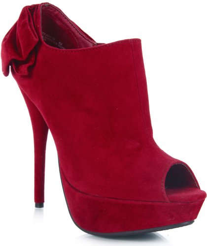 Bamboo Colada-52 Peep Toe Bow Bootie