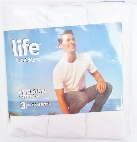 Life by Jockey 3-Pack Men's Premium Cotton T-Shirts - White 100% Cotton