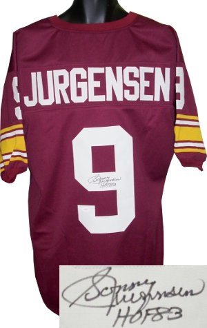 Sonny Jurgensen Autographed/Hand Signed Washington Redskins Maroon Prostyle Jersey HOF 83- JSA Holog