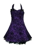 Tattoo Flock Mini Dress Colours Black Red & Purple