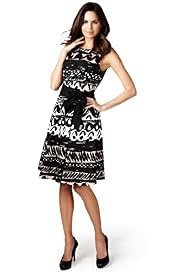 Per Una Cotton Rich Abstract Print Fit & Flare Dress with Belt