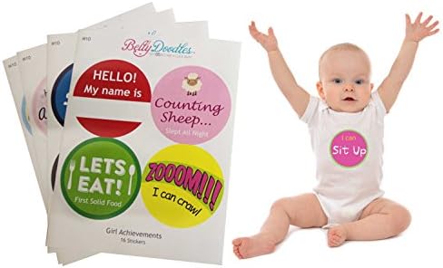 Belly Doodles 16 Baby Month Stickers Achievements Milestones 3.94inch (Girls)