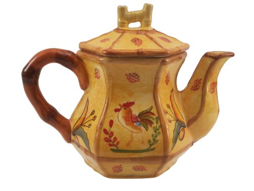 TEA POT TEAPOT TEA-FOR-2 BAMBOO ROOSTER