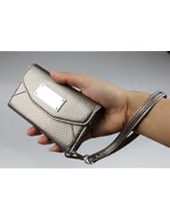 Wireless: Genuine leather Bronze color Wallet clutch for Iphone 5 with Camera hole Ship From U.S.A. - Formosa Covers