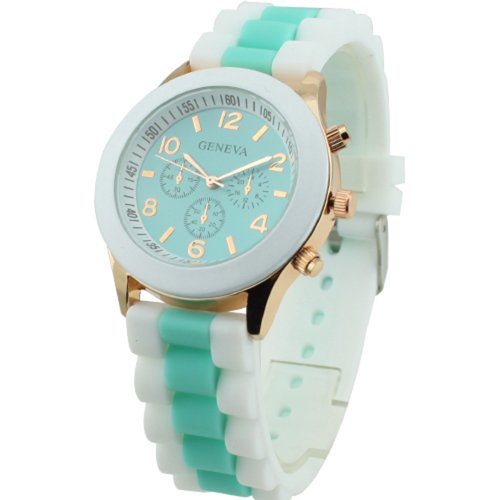 Women's Geneva Silicone Band Jelly Gel Quartz Wrist Watch Green