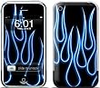 Blue Neon Flames Design Protective Skin Decal Sticker for Apple iPhone (2G)