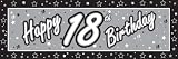 Happy 18th Birthday Giant Silver & Black Party Banner