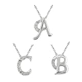 14K White Gold 0.03 ct.t.w. Diamond Initial Pendant Necklace