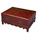 Handmade Oriental Furniture - 35" Antique Style Red Leather Mandarin Coffee Table