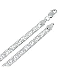 6MM Thick - Diamond-Cut Mariner Link Anchor Chain Necklace/Bracelet - Genuine .925 Solid Sterling Silver