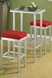 Marta Counter Dining Red Leather Set Aluminum