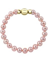 10-11mm 8" Pink Freshwater Pearl Bracelet "A" 14K Yellow Gold Barrel Clasp in Gift Box