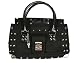 Retro Black Canvas Mini Weekender Studded Hand Bag with Lock