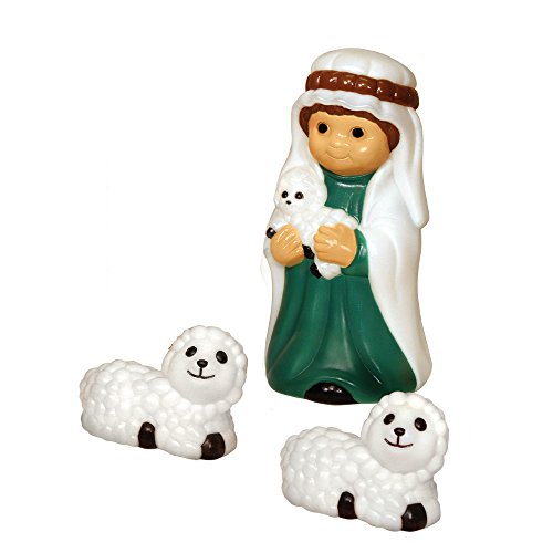 Nativity Scene Child Shepherd and Two Sheep with Lights