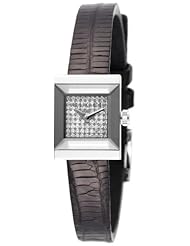 Gucci Womens YA128509 G-Frame Square Black Lizard Strap Diamond Dial Watch