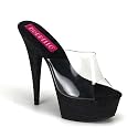 Womens Sexy Black Shoes 6 Inch Heel Sexy Mini Platform Slide High Heel Shoe Glitter