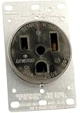 Leviton 5374 50 Amp, 250 Volt, Flush Mounting Receptacle, Straight Blade, Industrial Grade, Grounding, Black