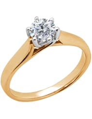 0.60 Ct Round H/I I1 Diamond 18K Yellow Gold Ring
