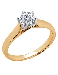 0.50 Ct Round H/I I1 Diamond 18K Yellow Gold Ring
