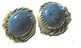 Large Sterling Silver Post Stud Earrings with Denim Lapis Stone. Native American