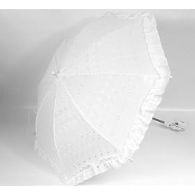 Beautiful Beginnings Buggy Parasol with quick release clip; White Broidery Anglaise