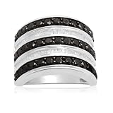 10k White Gold Black & White Diamond Stack Ring (2.00 cttw, I-J Color, I3 Clarity)