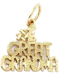 #1 Great Grandma Charm Diamond-Cut 14k Gold 15.5mm