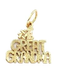 #1 Great Grandma Charm Diamond-Cut 14k Gold 13mm