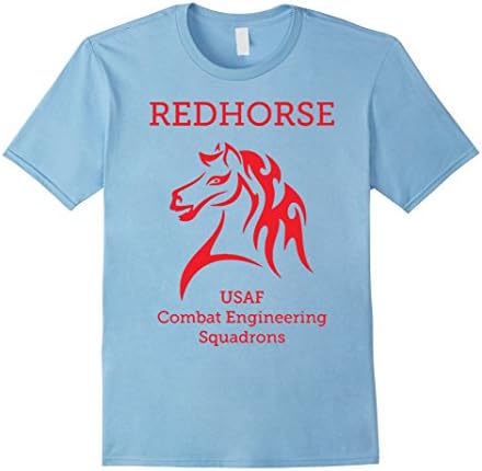Men's Red Horse Usaf Combat Engineering Squadrons TShirt Large Baby Blue