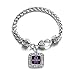Epilepsy Awareness Classic Silver Plated Square Crystal Charm Bracelet