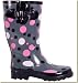 Western Chief - Women's Tiny Bubbles Charcoal & Pink Rain Boots