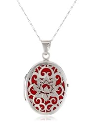 Italian Sterling Silver Lotus Flower Locket Necklace, 18"