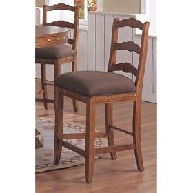 Pair of Brown Finished Counter Ladderback Chairs 