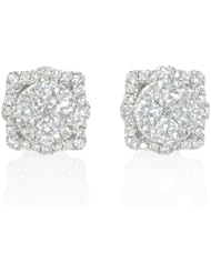 Diamond 18k White Gold Cluster Earrings
