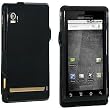 BLACK RUBBERIZED SNAP ON HARD SKIN FACEPLATE PHONE SHIELD COVER CASE FOR MOTOROLA DROID A855 + BELT CLIP