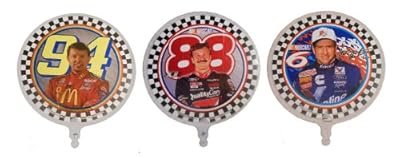 3 Nascar 18" Mylar Party Balloon Bundle - Dale Jarrett, Bill Elliot & Mark Martin