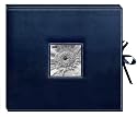Pioneer SBX12NB Leatherette 12-by-12-Inch 3-Ring Memory Book with Inset Frame and Ribbon Closure, Navy Blue