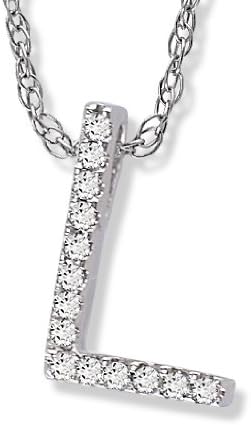 Diamond Initial Pendant L in 14k White Gold
