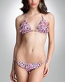 Cheetah Ruffle Triangle Bikini Top - PINK (XS)