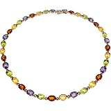 14K Yellow Gold Multicolor Gemstones Necklace - 17"