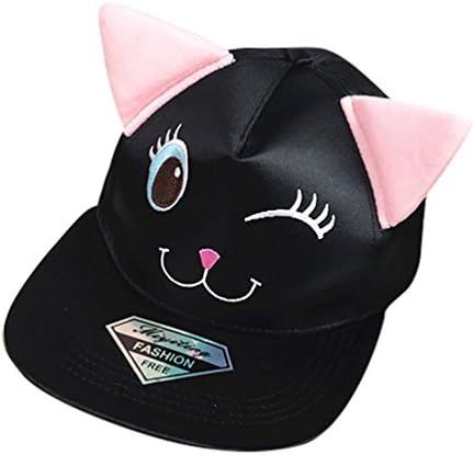 Luckmagic Womens Adjustable Snapback Cute Ears Cap Sun Shading Hat Black Cat