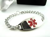 Medical Alert ID Bracelet, Curb Chain, Custom Engraving incld.