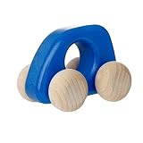 Holzgreifling, kronblaues kleines Auto - von Bajo aus hochwertigem Massiv-Holz für Mädchen und Jungen, 7 cm x 5 cm