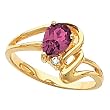 14K Yellow Gold Rhodolite Garnet and Diamond Ring