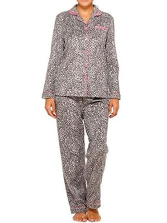 Celestial Dreams Womens Gray Leopard Print Pajamas 2 Piece