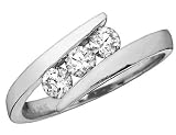 Diamond Anniversary Three Stone Ring 1 Carat (ctw) in 14K White Gold