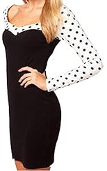 Polyester/Spandex Vintage Polka Dot Print Long Sleeves Round Neck Bodycon Dress/Club Dress 